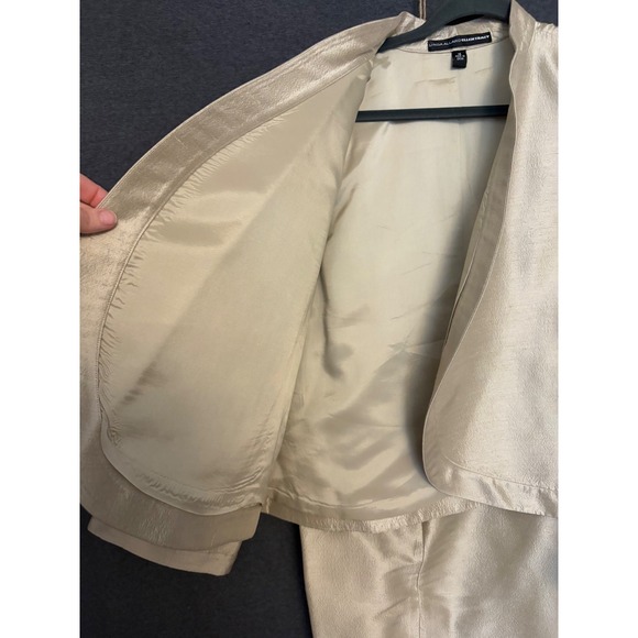 Linda Allard Ellen Tracy 100% Silk Pant Suit Champagne Gold Metallic 2pc Set 16 - Picture 4 of 16